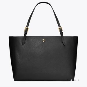Tory Burch small ToteBlack Leather Gold-Tone Hardware Shoulder straps